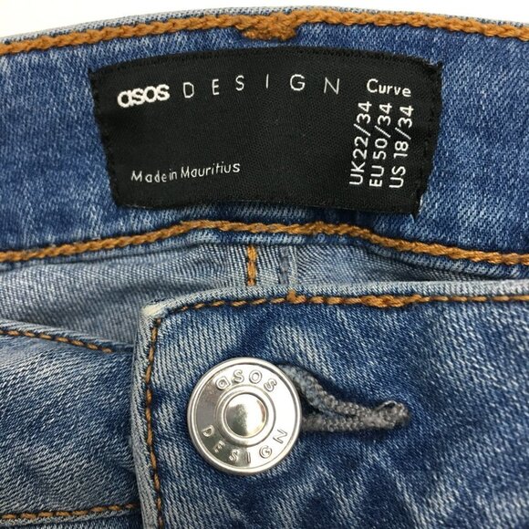 ASOS Women's Jeans Curvy Fit Straight Leg Light Wash Stretch size 18 length 29" - Picture 6 of 11